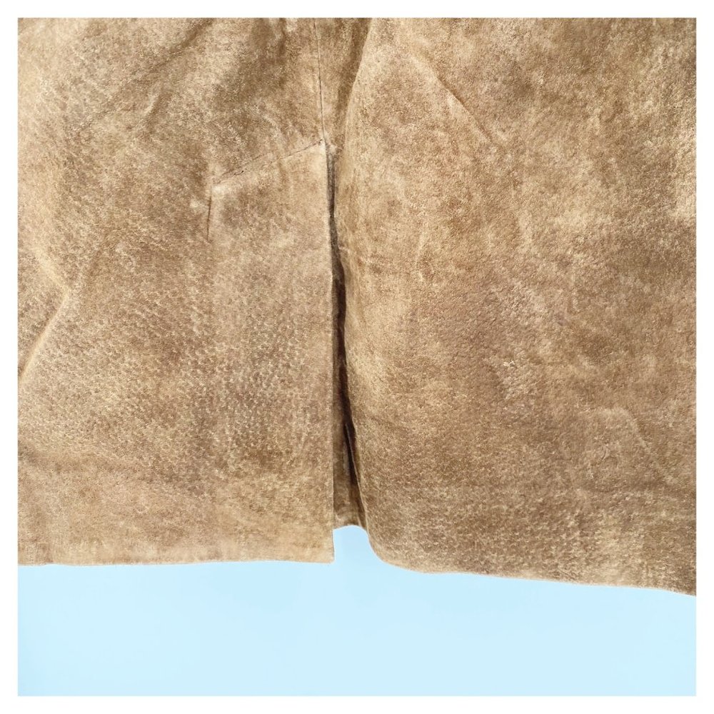 GITANO Vintage 90s NWT Deadstock Suede Leather Pencil Skirt Back Split Lined Siz - Picture 5 of 9